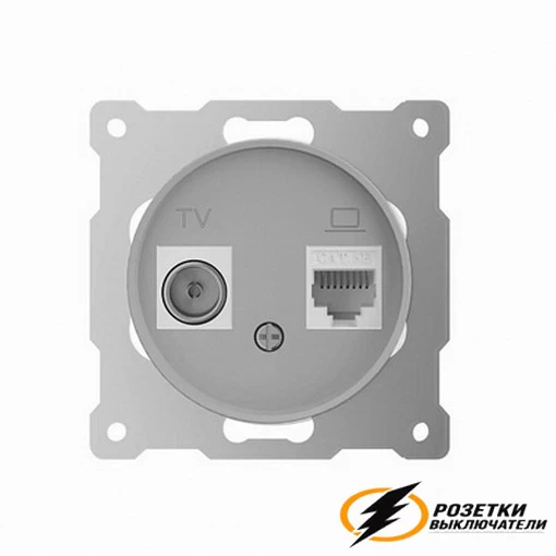 Розетка двойная ТВ + Internet rj45 cat 5 OneKey серая