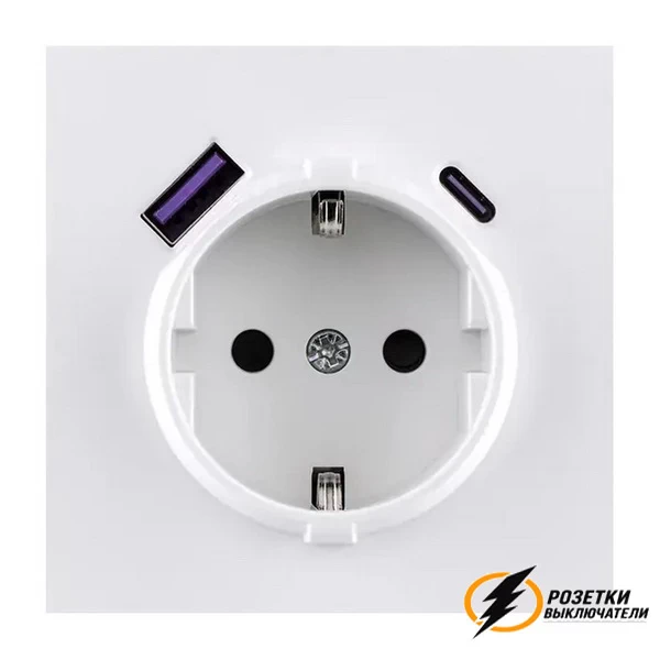 Накладка розетки USB A+C 20W Brionilux Z белая матовая