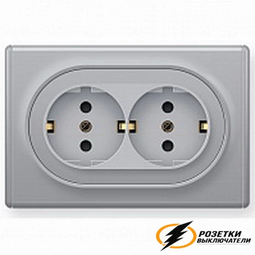 Розетка двойная с заземлением 10а 250в OneKey серая