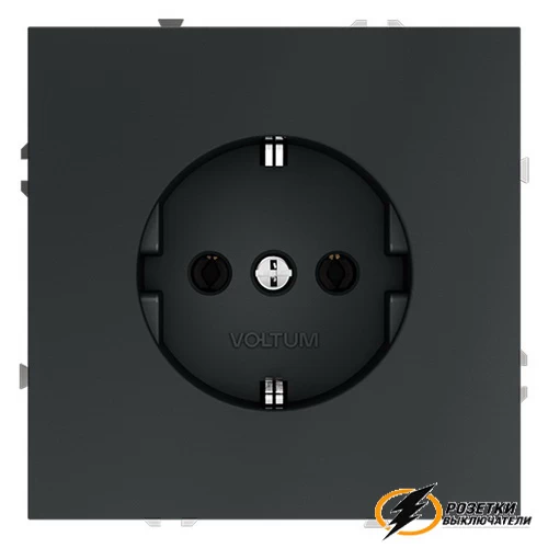 Розетка с заземлением 16а 250в Voltum S70 графит VLS040106