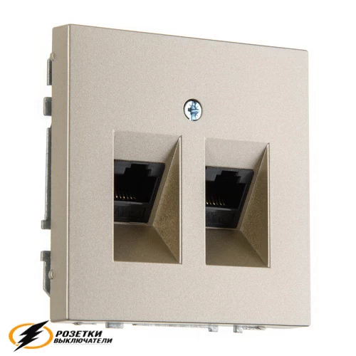 Розетка компьютерная rj45 двойная cat 6 Liregus Modern шампань