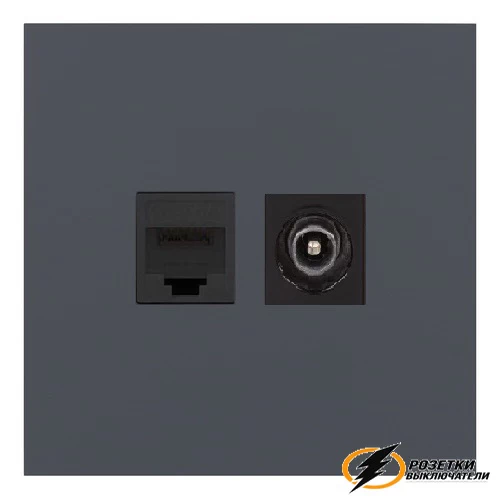 Розетка тв и интернет rj45 cat 5 Rikett базальт