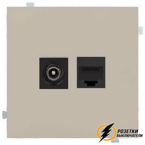 Розетка тв и интернет rj45 cat 5 Rikett латте