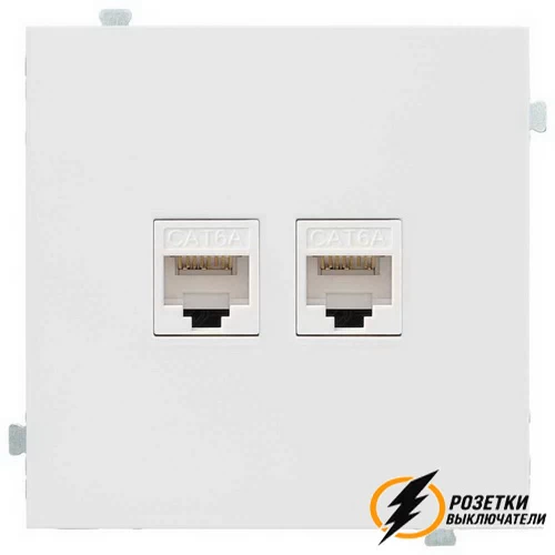 Розетка компьютерная rj45 двойная cat 6e Rikett белый сатин