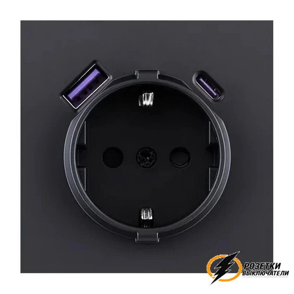 Накладка розетки USB A+C 20W Brionilux Z черная матовая