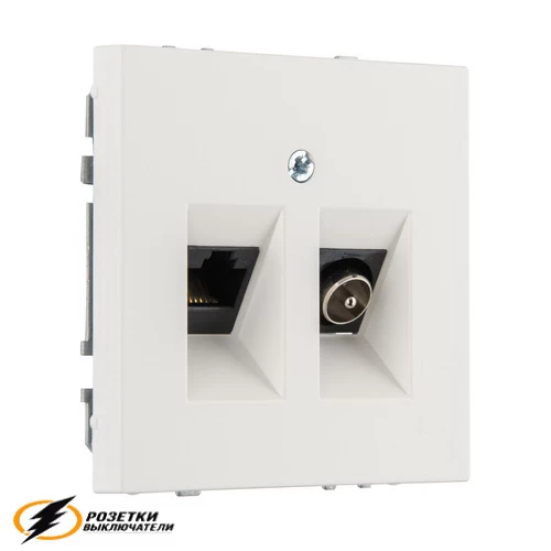 Розетка тв и интернет rj45 cat 6 Liregus Modern молочная
