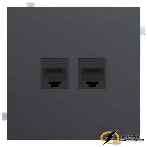 Розетка компьютерная rj45 двойная cat 6e Rikett черный сатин