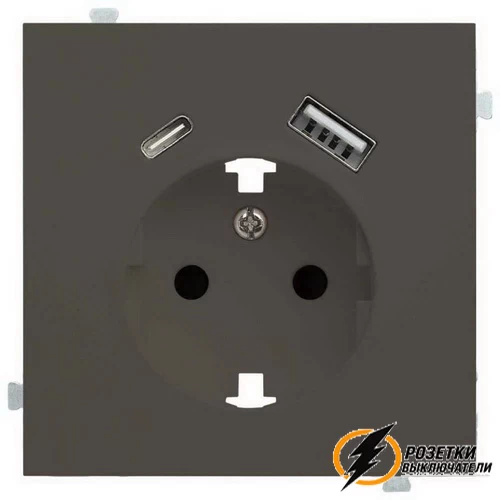 Накладка розетки с USB A+C Rikett капучино