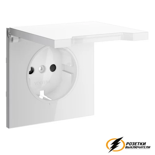 Накладка розетки с крышкой IP40 Voltum S70 белая глянцевая VLS000800