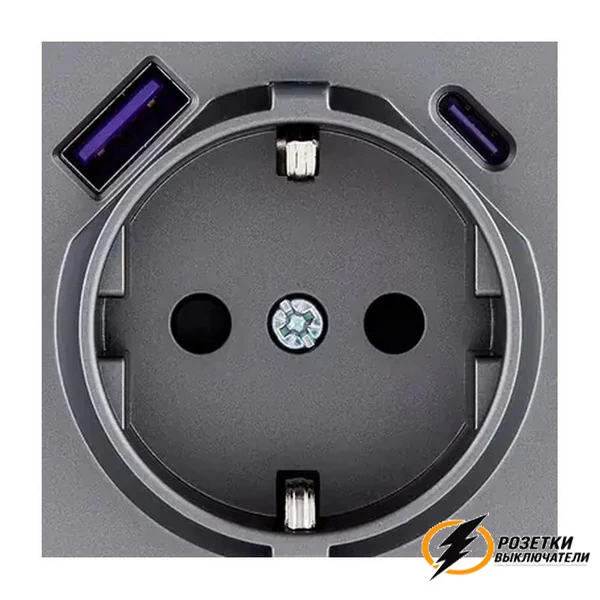 Накладка розетки USB A+C 20W Brionilux G серая матовая