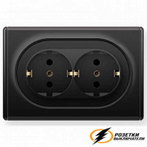 Розетка двойная с заземлением 10а 250в OneKey чёрная