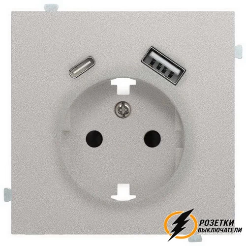 Накладка розетки с USB A+C Rikett платина