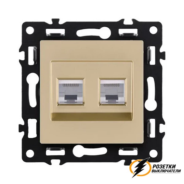 Розетка компьютерная rj45 двойная cat 6 Brionilux G золото матовое
