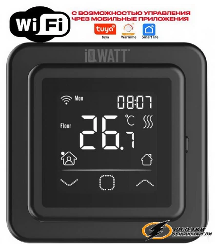 IQ Watt терморегулятор программируемый с WI-FI черный