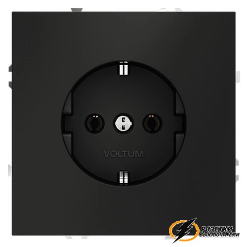 Розетка с заземлением 16а 250в Voltum S70 черный VLS040107