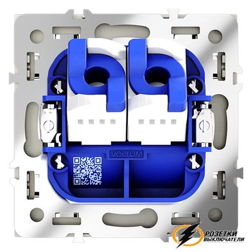 Розетка компьютерная rj45 двойная cat 6 Voltum S70 сталь VLS060204