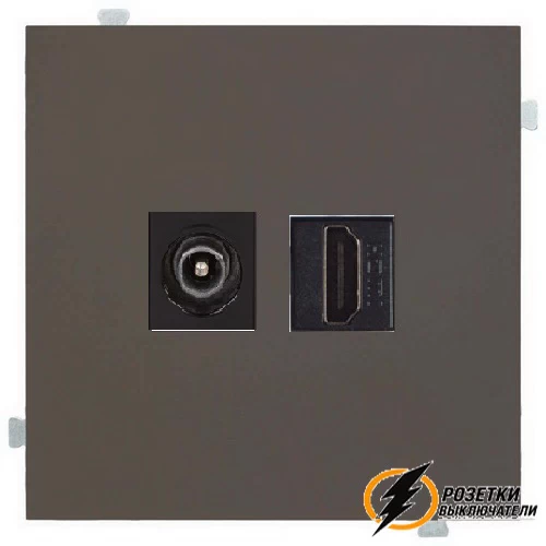 Розетка двойная HDMI + ТВ розетка Rikett капучино