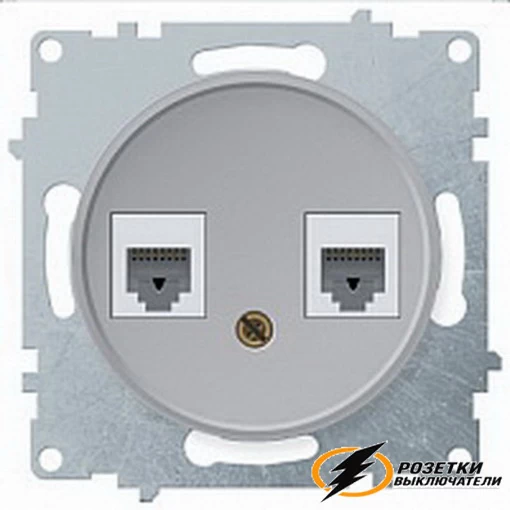 Розетка компьютерная rj45 двойная cat 5e OneKey серая