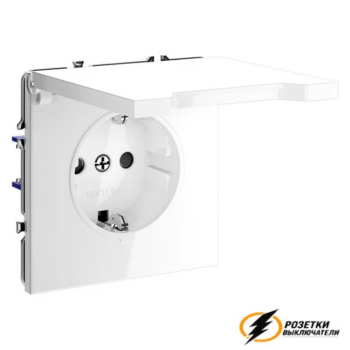 Розетка с крышкой ip40 16а 250в Voltum S70 белая глянцевая VLS040300