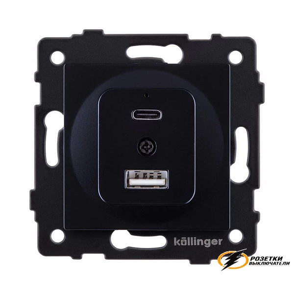 Зарядка USB 2 порта А+C 3000mA 20Вт Kollinger Aspekt черная