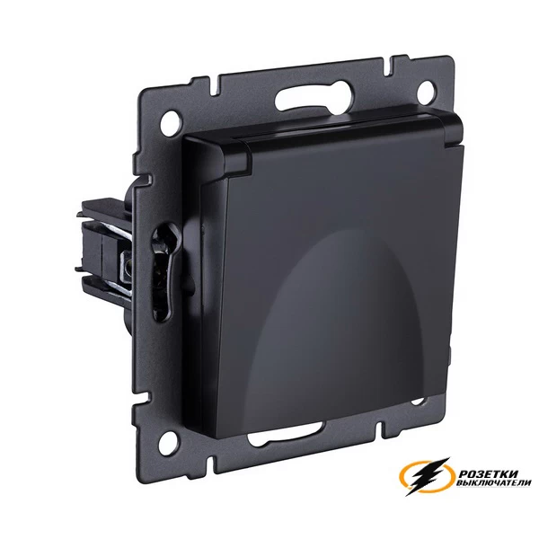 Розетка с крышкой ip41 16а 250в Kollinger Aspekt черная матовая