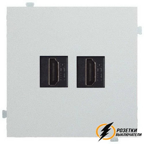 Розетка двойная HDMI Rikett серебро