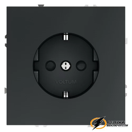 Розетка с заземлением со шторками 16а 250в Voltum S70 графит VLS040206