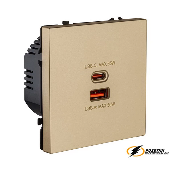 Зарядка USB 2 порта А+C 6000mA 65Вт Kollinger Eclipse золото