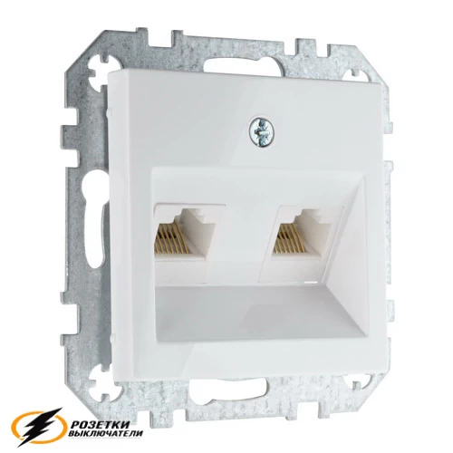 Розетка компьютерная rj45 двойная cat 6 Liregus Epsilon-Retro белая
