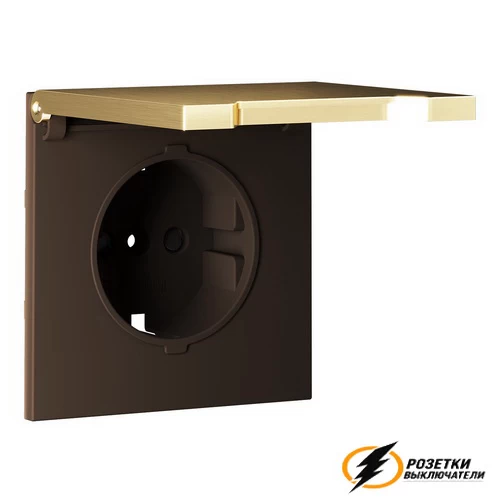 Розетка с крышкой ip40 16а 250в Voltum S70 Metal латунь VLSM000809+VLS0401M