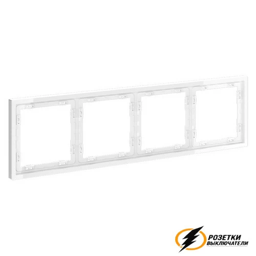 Рамка 4 местная Voltum S70 белая глянцевая VLS100400