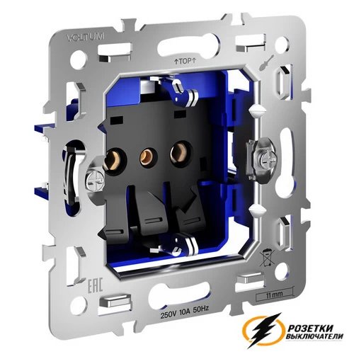 Розетка с заземлением со шторками 16а 250в Voltum S70 Metal никель VLSM000711+VLS0401M