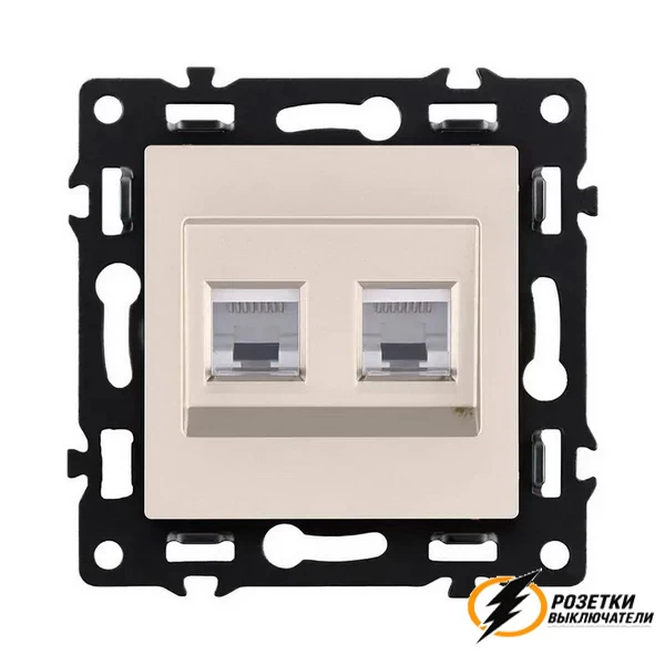 Розетка компьютерная rj45 двойная cat 6 Brionilux G кашемир матовая