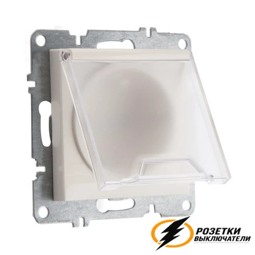 Розетка с крышкой и шторками ip44 16а 250в Arvia бежевая