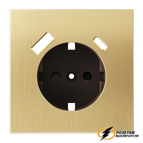 Накладка розетки зарядки тип А+C Voltum S70 Metal латунь VLSM001008
