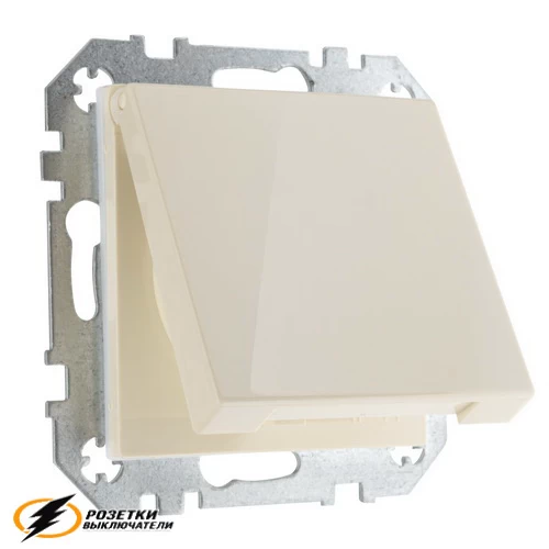 Розетка с крышкой ip44 16а 250в автозажимная Liregus Epsilon-Retro бежевая
