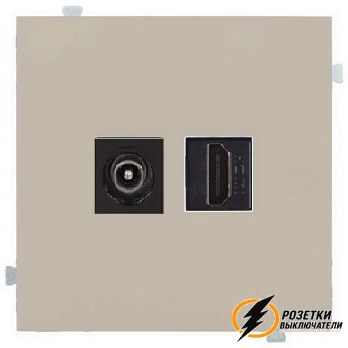 Розетка двойная HDMI + ТВ розетка Rikett латте