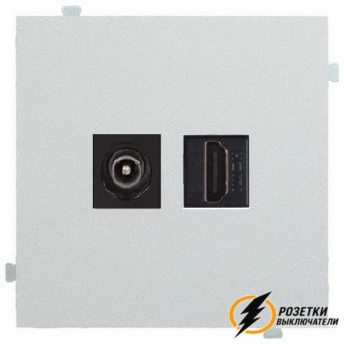 Розетка двойная HDMI + ТВ розетка Rikett серебро
