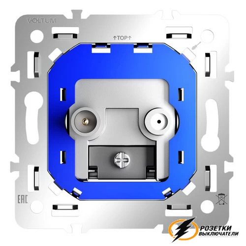 ТВ спутниковая розетка Voltum S70 Metal платина VLSM001610+VLS0604M