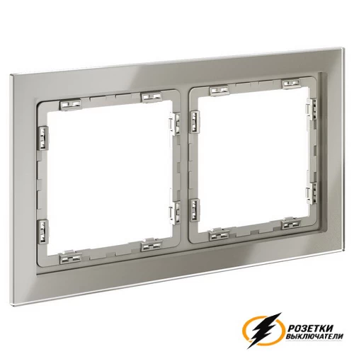 Рамка 2 местная стекло Voltum S70 шелк VLS110203