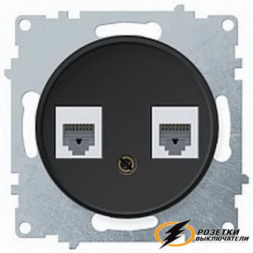 Розетка компьютерная rj45 двойная cat 5e OneKey чёрная