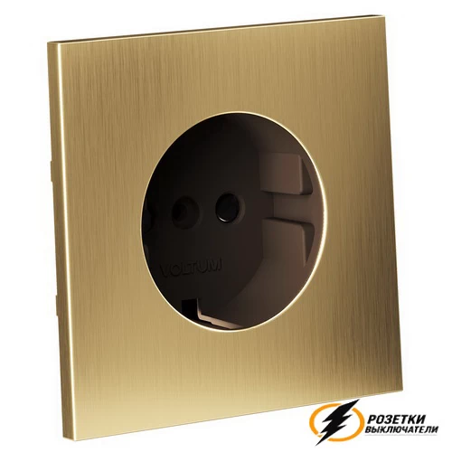 Накладка розетки со шторками Voltum S70 Metal латунь VLSM000708