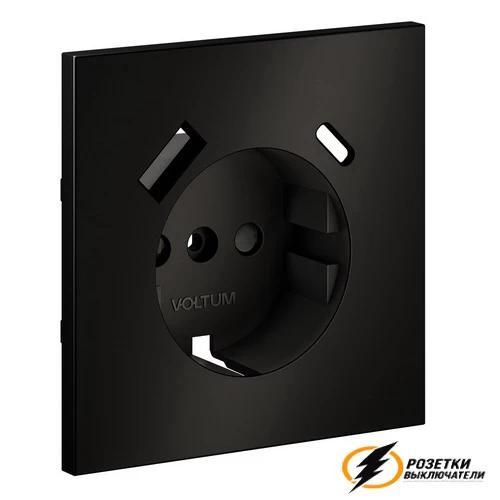 Розетка с USB зарядкой 2 порта, А+C 3,2 mA Voltum S70 Metal антрацит VLSM001012+VLS0405M