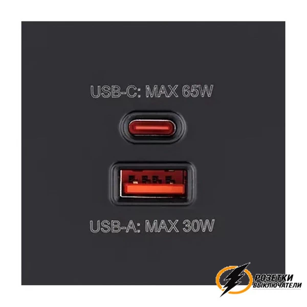 Накладка зарядки USB A+C 65Вт Brionilux G черная матовая