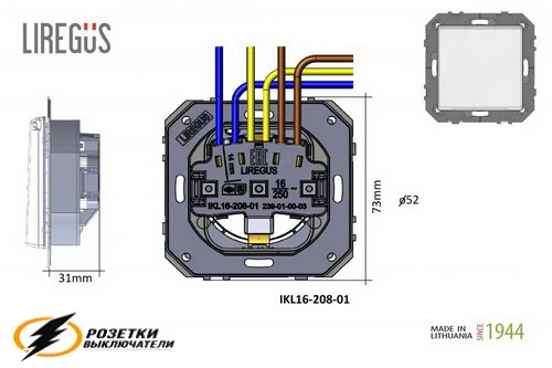 Розетка с крышкой ip44 16а 250в автозажимная Liregus Epsilon-Retro шампань