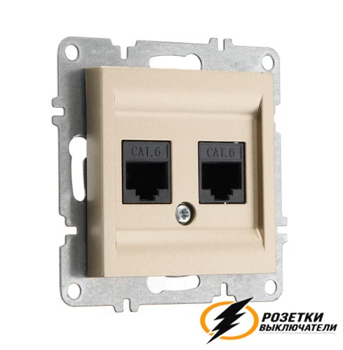 Розетка компьютерная rj45 двойная cat 6e Arvia шампань