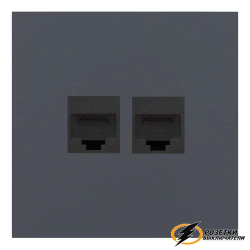 Розетка компьютерная rj45 двойная cat 5e Rikett базальт