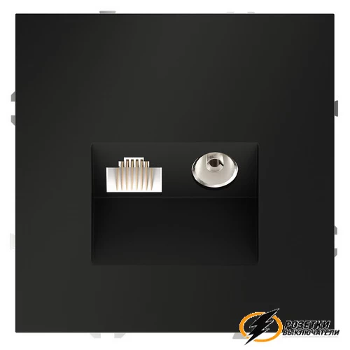 Розетка тв и интернет Voltum S70 черный VLS060707