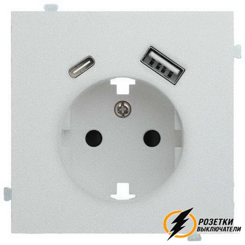 Накладка розетки с USB A+C Rikett серебро
