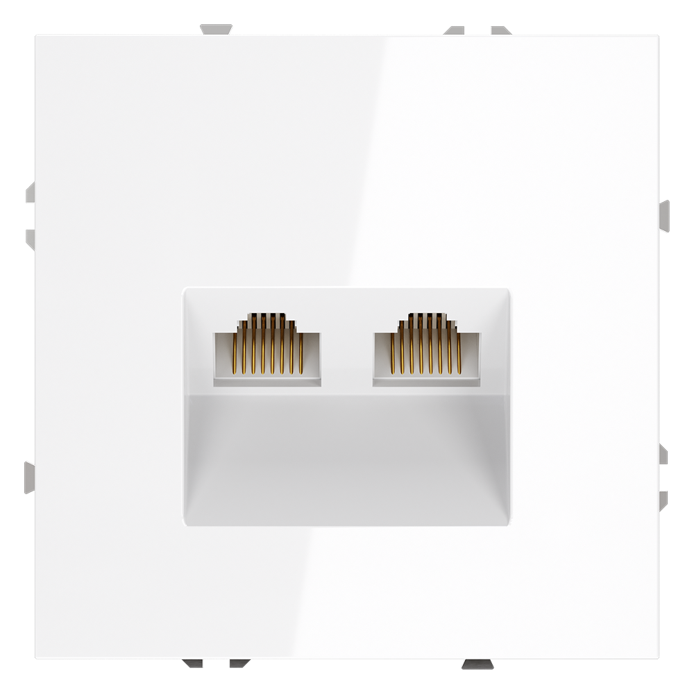 Розетка компьютерная rj45 двойная cat 6 Voltum S70 белая глянцевая VLS060200